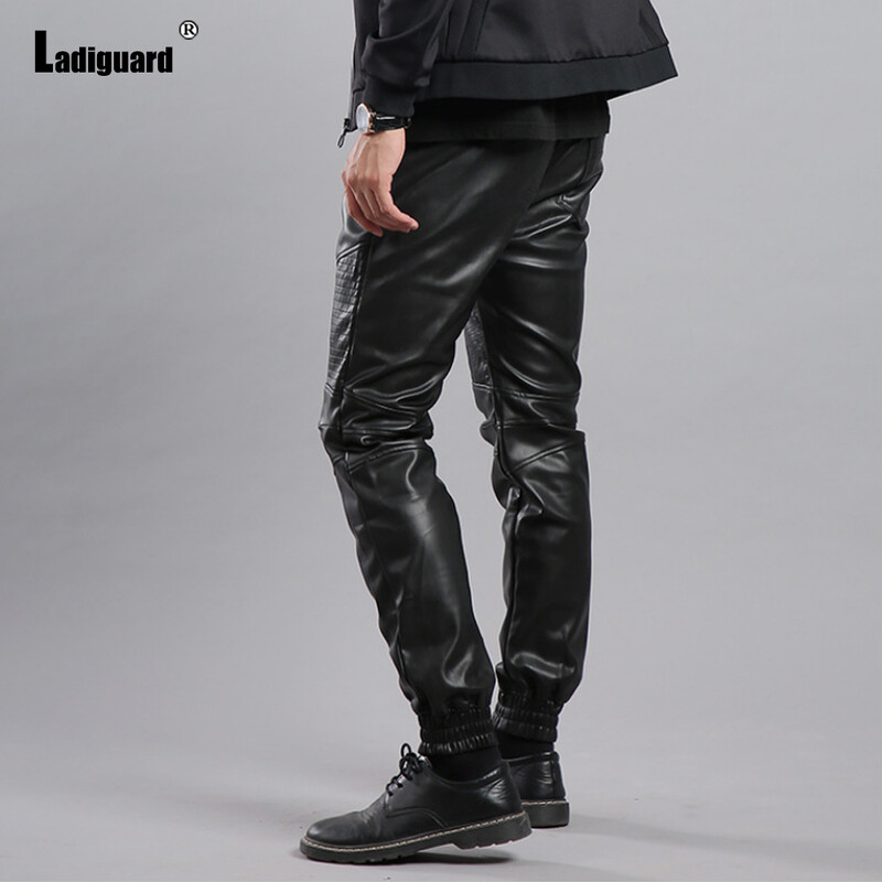 Ladiguard veće veličine muške pu kožne hlače muške jesenske modne motociklističke hlače seksi donji dio od umjetne kože muška ulična Homme 3XL