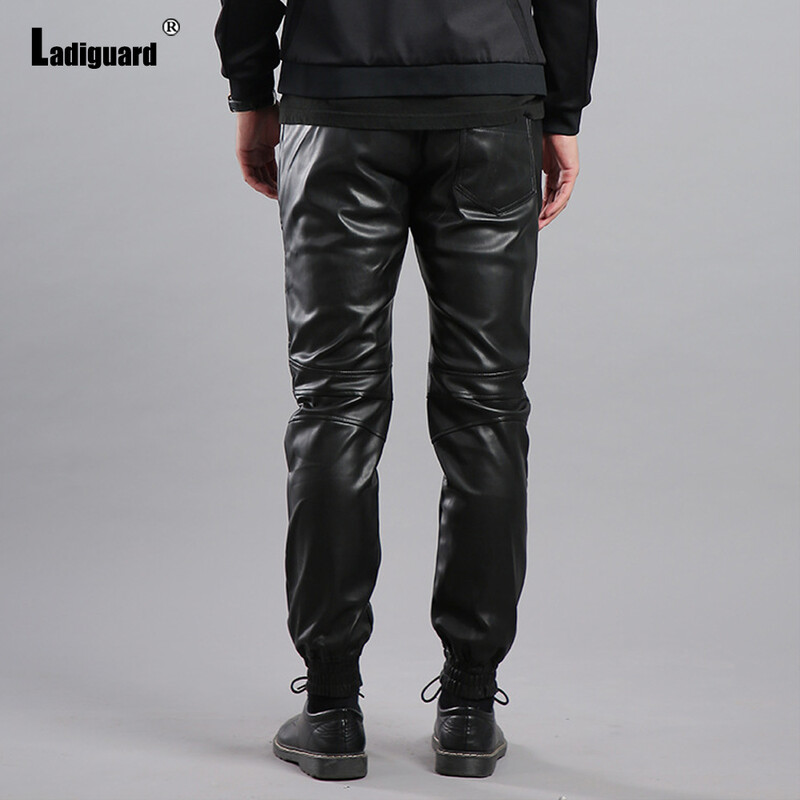 Ladiguard veće veličine muške pu kožne hlače muške jesenske modne motociklističke hlače seksi donji dio od umjetne kože muška ulična Homme 3XL