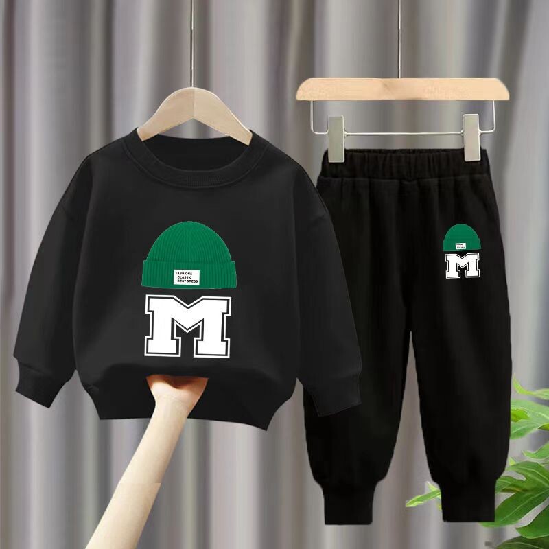 Őszi baba lány fiú ruha szett Gyermek sport betűnyomtatás pulóver felső és nadrág alsó kétrészes öltöny tréningruha