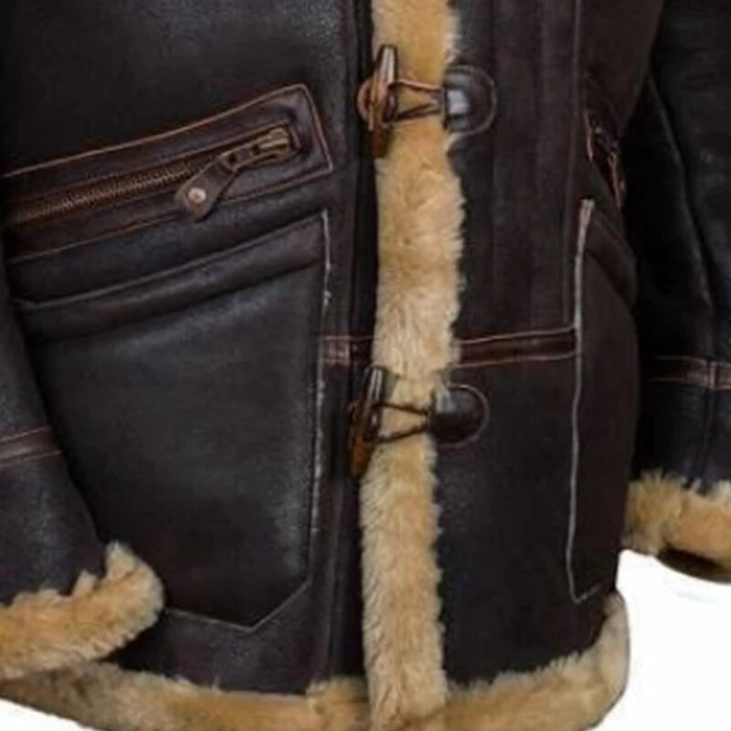 Jachetă de iarnă nouă pentru bărbați din piele, îngroșată în aer liber, caldă, cu glugă, rever, haine din piele de căprioară, ocazional, haine de pluș, rezistente la vânt