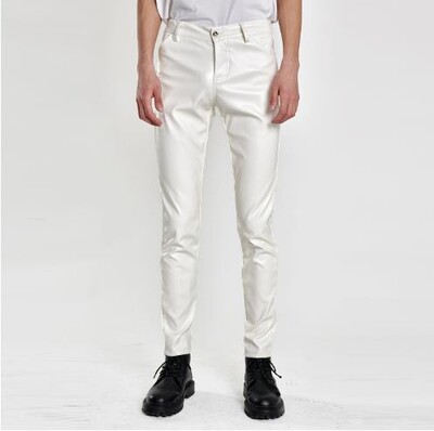 Fashion Pu Δερμάτινο Παντελόνι Party & Dance Παντελόνι Λεπτό Ανοιξιάτικο Καλοκαιρινό Slim Pantalones Dress Up Ανδρικό δερμάτινο παντελόνι Skinny Fit Elastic