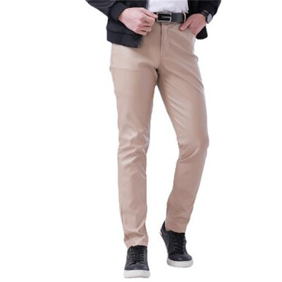 Fashion Pu Δερμάτινο Παντελόνι Party & Dance Παντελόνι Λεπτό Ανοιξιάτικο Καλοκαιρινό Slim Pantalones Dress Up Ανδρικό δερμάτινο παντελόνι Skinny Fit Elastic