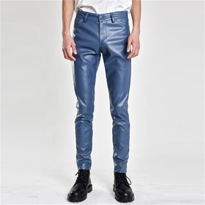 Fashion Pu Δερμάτινο Παντελόνι Party & Dance Παντελόνι Λεπτό Ανοιξιάτικο Καλοκαιρινό Slim Pantalones Dress Up Ανδρικό δερμάτινο παντελόνι Skinny Fit Elastic