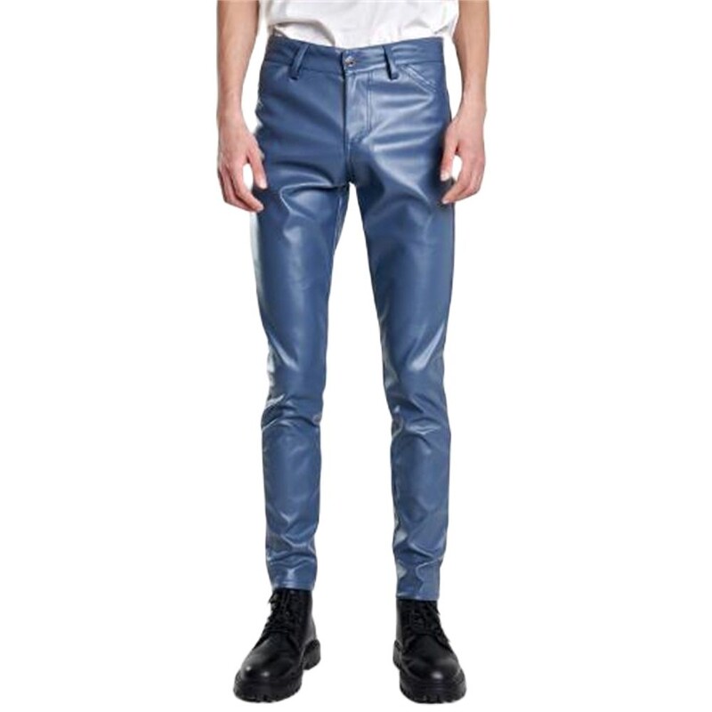 Fashion Pu Δερμάτινο Παντελόνι Party & Dance Παντελόνι Λεπτό Ανοιξιάτικο Καλοκαιρινό Slim Pantalones Dress Up Ανδρικό δερμάτινο παντελόνι Skinny Fit Elastic