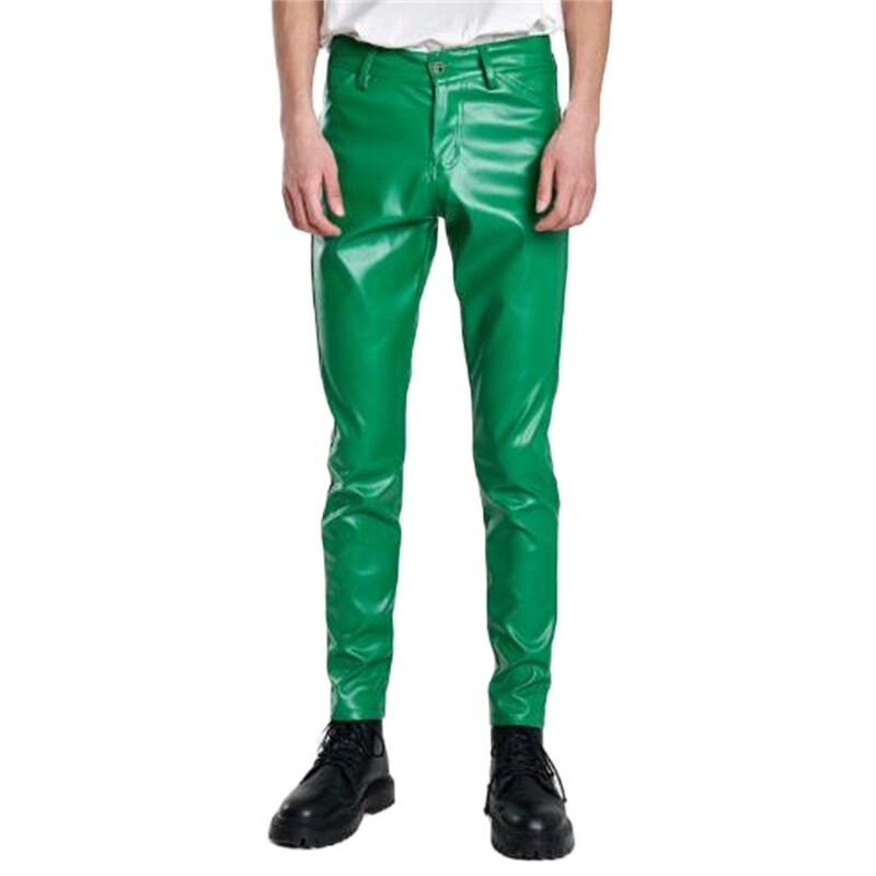 Fashion Pu Δερμάτινο Παντελόνι Party & Dance Παντελόνι Λεπτό Ανοιξιάτικο Καλοκαιρινό Slim Pantalones Dress Up Ανδρικό δερμάτινο παντελόνι Skinny Fit Elastic