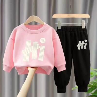 Jesenski komplet odjeće za djevojčice i dječake Dječja sportska majica s ispisom slova i gornji dio hlača Dvodijelni odijelo Pamučna trenirka