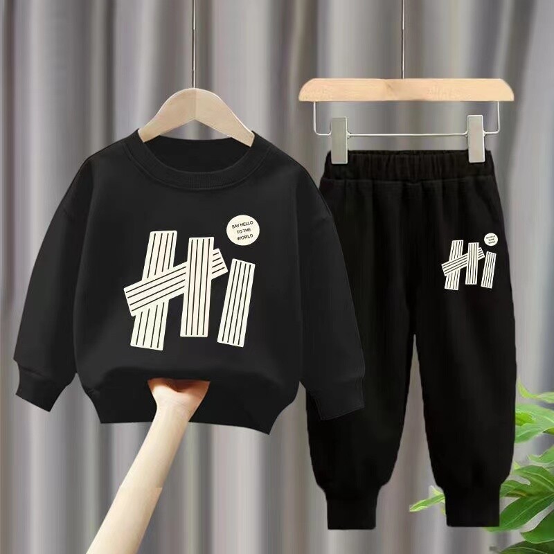 Jesenski komplet odjeće za djevojčice i dječake Dječja sportska majica s ispisom slova i gornji dio hlača Dvodijelni odijelo Pamučna trenirka