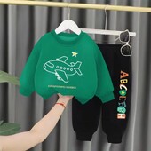 Rudens mazuļu zēnu drēbes Modes apdrukāti T-krekli un bikses, 2 dab. komplekts, bērni, meitenes, ikdienišķi, augšējie tērpi, treniņtērpi