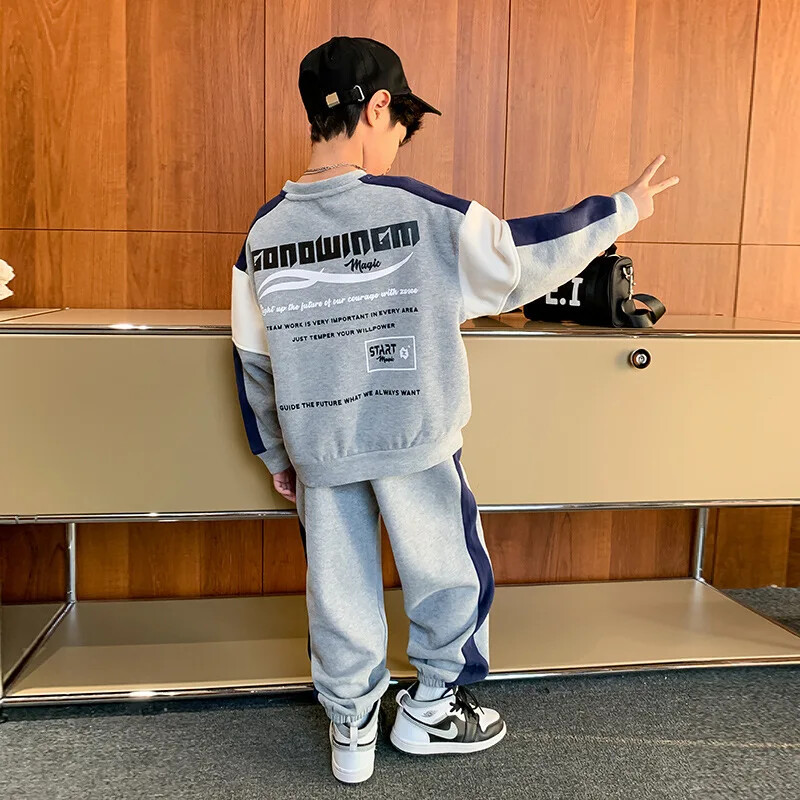 Băieți, primăvară, toamnă, costum 2 piese, hanorac, stil sportiv, haine la modă, colecția 2024, ținută pentru copii