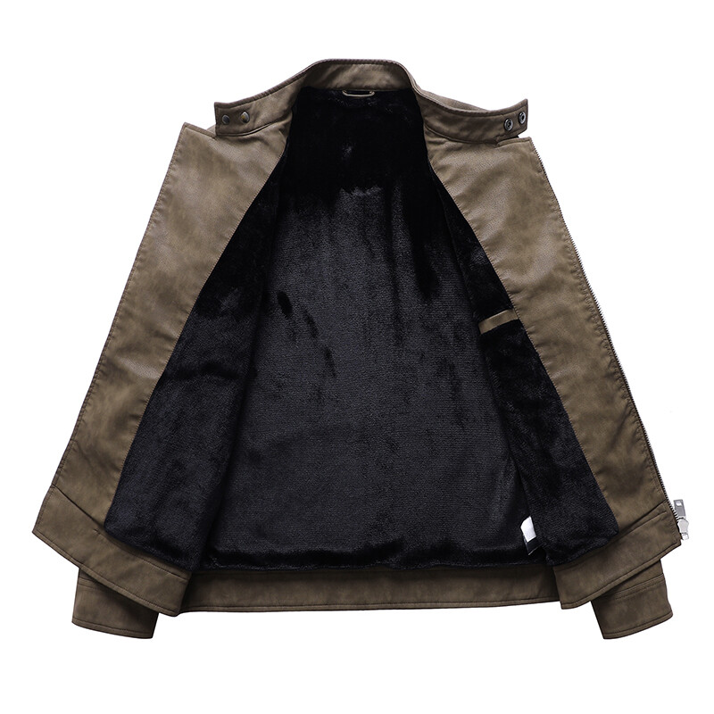 2023 Vojna kožna jakna Muška zimska flis Topli motociklistički kaputi s patentnim zatvaračem Muška modna nova biciklistička PU jakna Tanak kaput