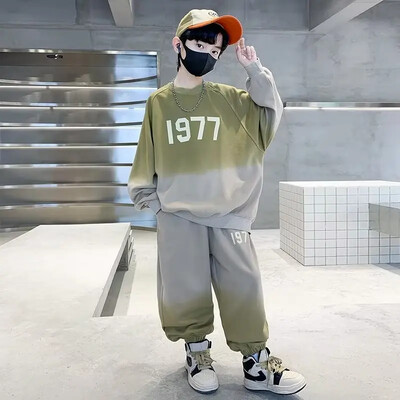 Dječaci Proljeće 2023. Novi Sweatshirt Gradient Sportsko odijelo Trendy Streetwear Dječja odjeća Srednji do dječji komplet