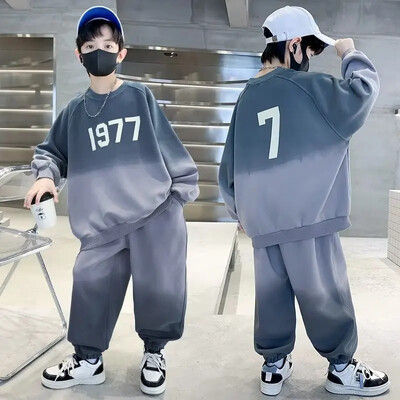 Dječaci Proljeće 2023. Novi Sweatshirt Gradient Sportsko odijelo Trendy Streetwear Dječja odjeća Srednji do dječji komplet