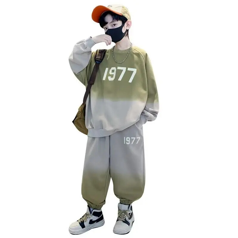 Dječaci Proljeće 2023. Novi Sweatshirt Gradient Sportsko odijelo Trendy Streetwear Dječja odjeća Srednji do dječji komplet