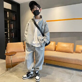 Proljetno-jesensko odijelo za dječake, jakna s patentnim zatvaračem, dugih rukava, ležerne hlače, dvodijelni set, elegantna dječja odjeća