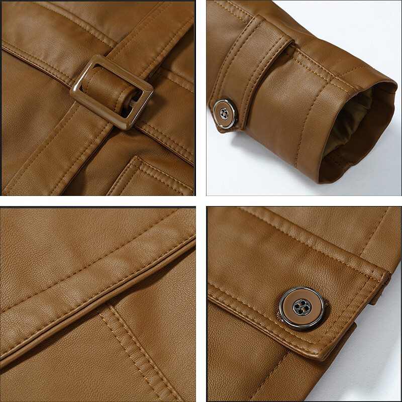 2023. gads. Vīriešu Ziemas Flīsa Silts Statīvs Apkakle Pu Ādas Jaka Vīriešu Motorizēta Āra Vēja Necaurlaidīga Ikdienas Ādas Jaka Vīriešu Lielizmērs 4XL