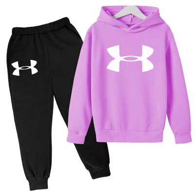 Bērnu apģērbs Burvīgs alfabēta apdruka Zēnu mētelis, meiteņu kapucis, toddler, džemperis + bikses, 2P sporta 3-12 g. skaistumkopšanas meiteņu ikdienas komplekts