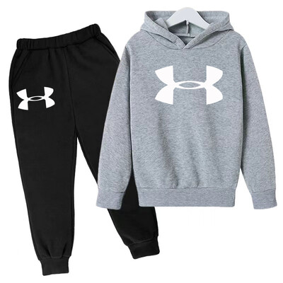 Bērnu apģērbs Burvīgs alfabēta apdruka Zēnu mētelis, meiteņu kapucis, toddler, džemperis + bikses, 2P sporta 3-12 g. skaistumkopšanas meiteņu ikdienas komplekts