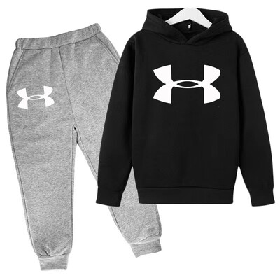 Bērnu apģērbs Burvīgs alfabēta apdruka Zēnu mētelis, meiteņu kapucis, toddler, džemperis + bikses, 2P sporta 3-12 g. skaistumkopšanas meiteņu ikdienas komplekts