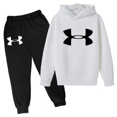 Bērnu apģērbs Burvīgs alfabēta apdruka Zēnu mētelis, meiteņu kapucis, toddler, džemperis + bikses, 2P sporta 3-12 g. skaistumkopšanas meiteņu ikdienas komplekts