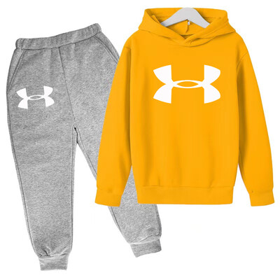 Bērnu apģērbs Burvīgs alfabēta apdruka Zēnu mētelis, meiteņu kapucis, toddler, džemperis + bikses, 2P sporta 3-12 g. skaistumkopšanas meiteņu ikdienas komplekts