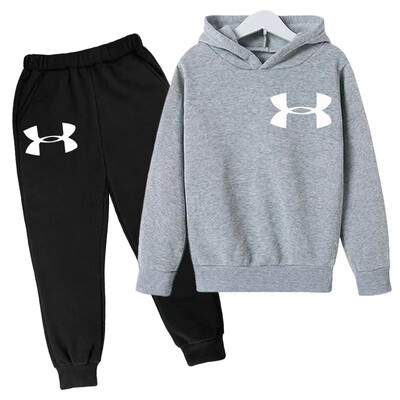 Bērnu apģērbs Burvīgs alfabēta apdruka Zēnu mētelis, meiteņu kapucis, toddler, džemperis + bikses, 2P sporta 3-12 g. skaistumkopšanas meiteņu ikdienas komplekts