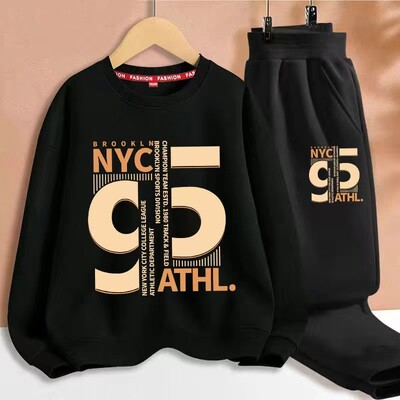 Jesenski komplet odjeće za djevojčice i dječake, dječja sportska majica s ispisom slova i donji dio 2-dijelnog odijela, dječja trenirka