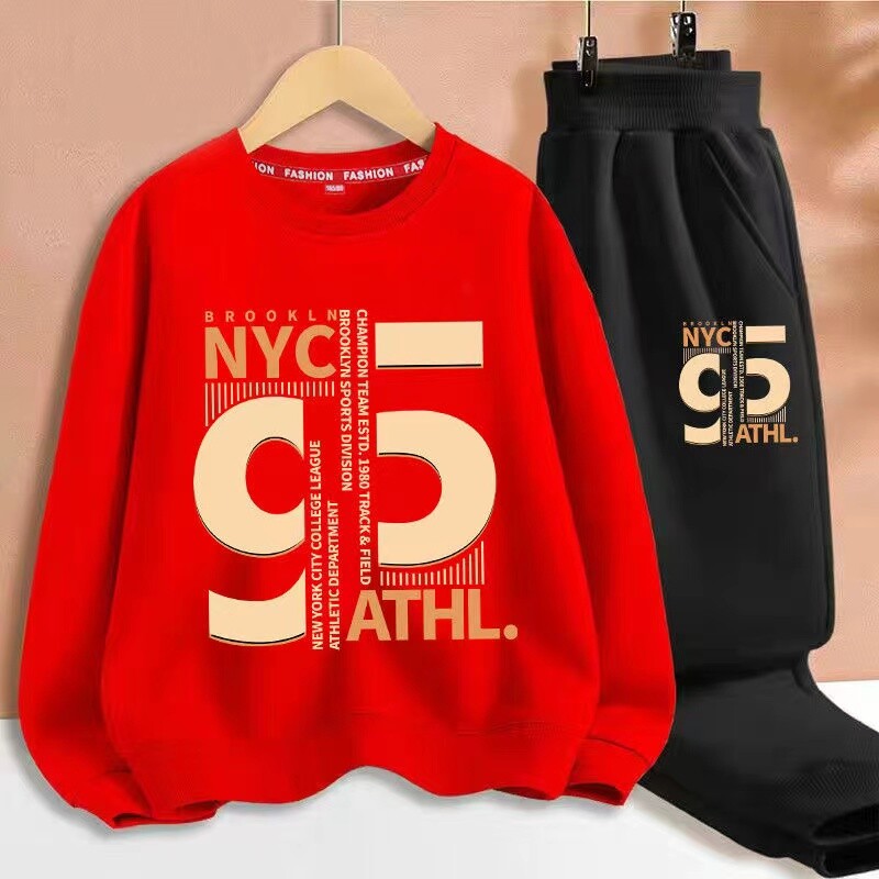 Jesenski komplet odjeće za djevojčice i dječake, dječja sportska majica s ispisom slova i donji dio 2-dijelnog odijela, dječja trenirka