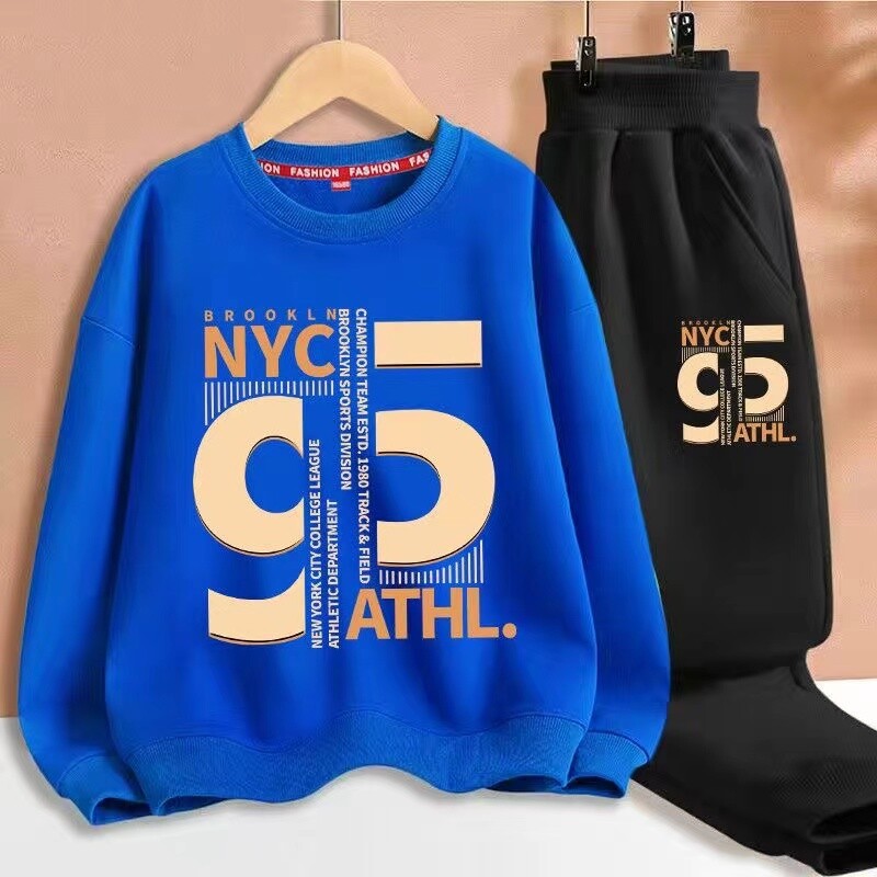 Jesenski komplet odjeće za djevojčice i dječake, dječja sportska majica s ispisom slova i donji dio 2-dijelnog odijela, dječja trenirka