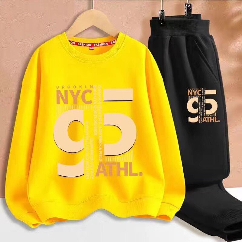 Jesenski komplet odjeće za djevojčice i dječake, dječja sportska majica s ispisom slova i donji dio 2-dijelnog odijela, dječja trenirka