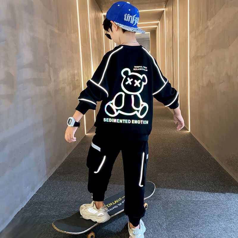 Proljetni set majica s kapuljačom za dječake 2024. novo dječje proljeće sportski proljeće i jesen veliki dečki proljeće trend dječje odjeće