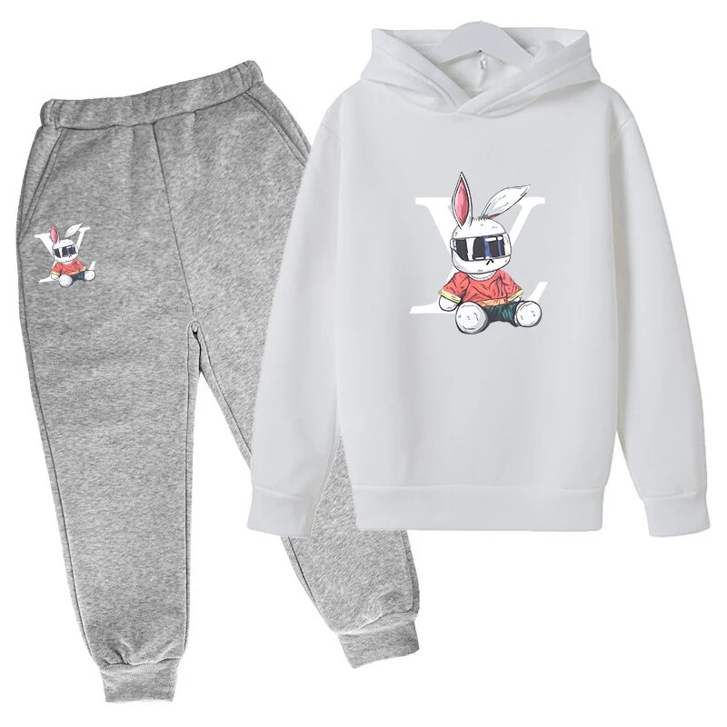 Trend Rabbit Printed Komplekti bērniem Apģērbi Bērns Meitene Zēns Bērnu Komplekts 2024 Mazuļu Vasaras Apģērbi Mājas Apģērbi Modes Topi