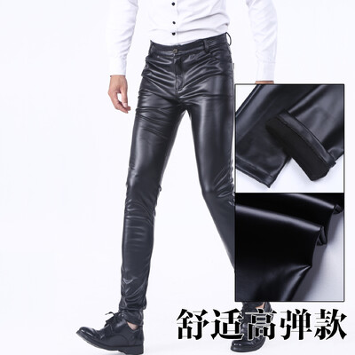 Pavasaris Jaunas Sarkanas Ādas Bikses Vīriešu Modes PU Bikses Liela izmēra Melnas Pelēkas Brūnas Mākslīgās ādas Uzvalks Bikses S-5XL 6XL