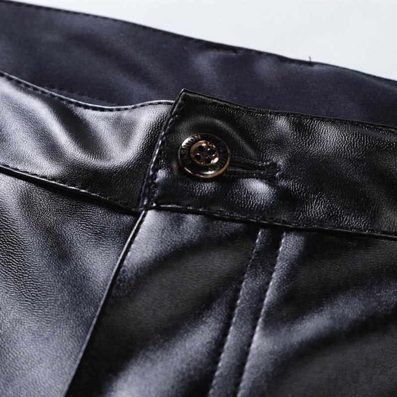Pavasaris Jaunas Sarkanas Ādas Bikses Vīriešu Modes PU Bikses Liela izmēra Melnas Pelēkas Brūnas Mākslīgās ādas Uzvalks Bikses S-5XL 6XL