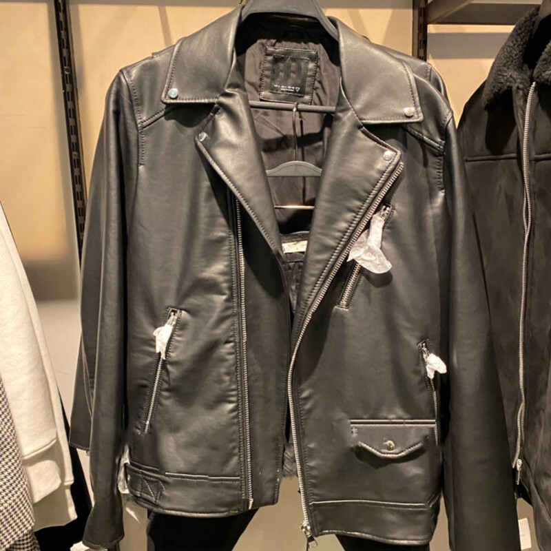 IEFB Jesenná pánska PU kožená bunda, módna klopa, imitácia 2023, americká jednofarebná, tmavozelená, zipsová, pánsky kabát 9A5940