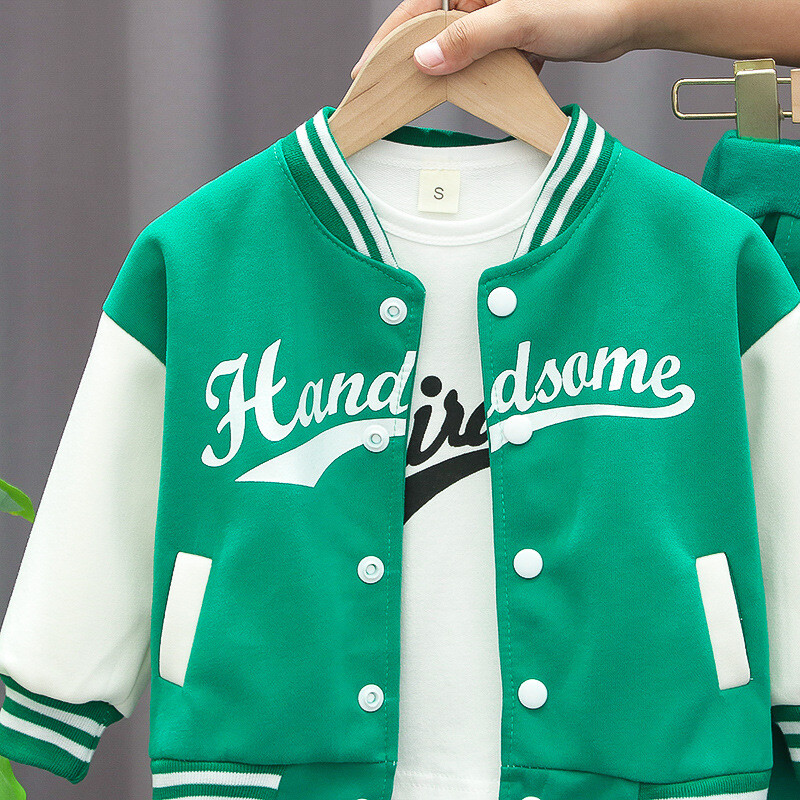 Palton + Tricou + Pantaloni Set 3 buc Baseball Copii Băieți Fete Primăvară Toamnă Litere Imprimate Hanorace Moda Sport Ținute Casual Haine