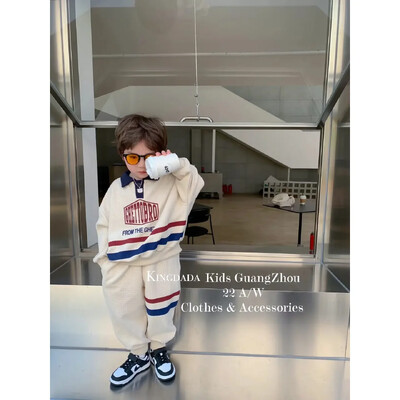 Set Copii Coreean Costum Bebeluș Băiețel 2024 Primăvara Toamnă Moda Scrisoare Imprimat Bebeluș Fete 2buc Ținute Haine Rever Bumbac Pulover + Pantalon