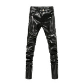 Pantaloni de piele pentru bărbați cu personalitate nou ajunși Pantaloni de piele subțiri pentru bărbați Îmbrăcăminte pentru bărbați Pantaloni PU pentru bărbați