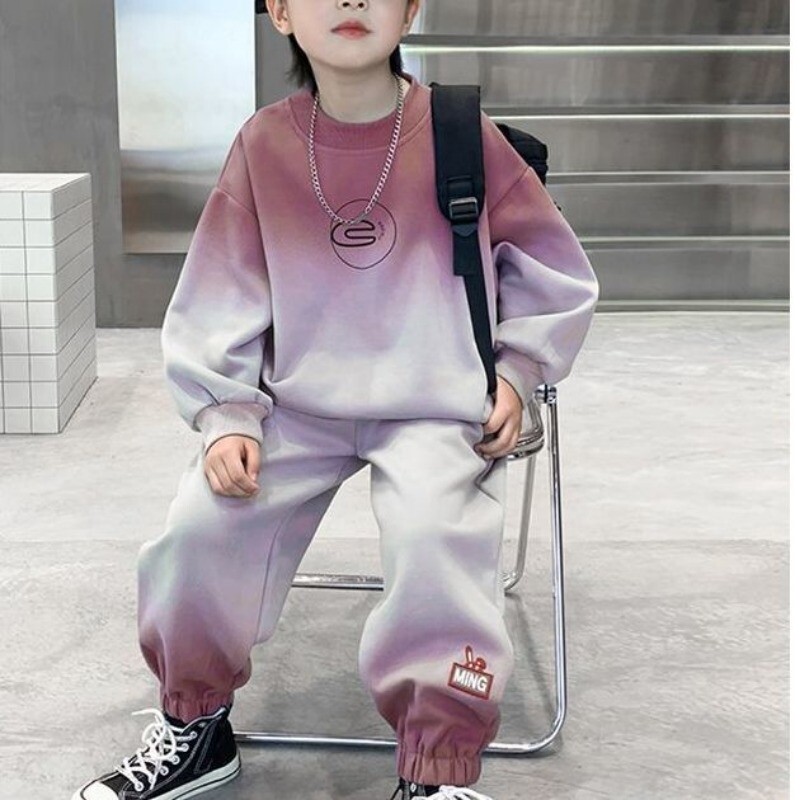 Set de haine de toamnă pentru adolescenți pentru copii, fete, tricouri și pantaloni cu degrade, costum 2 piese pentru copii, de sus, de jos, ținute la modă, trening