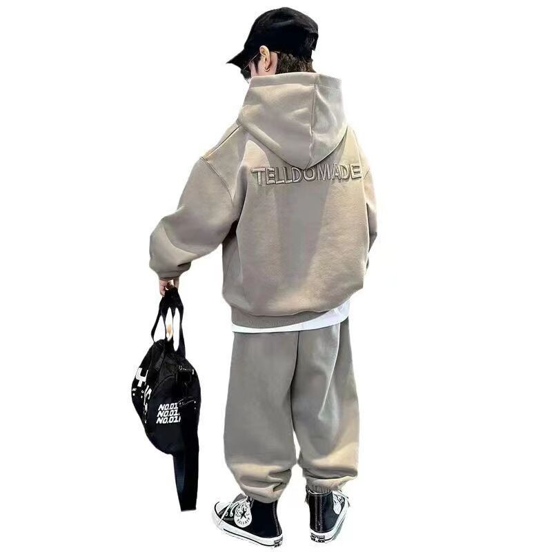 Proljeće Jesen Dječačka pamučna majica s kapuljačom Abeceda za vježbanje + komplet trenirke Školska dječja trenirka Dječja odjeća za trčanje od 2 komada 5-16 godina