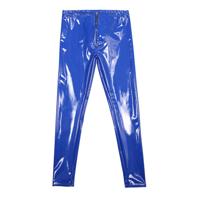 Wet Look PVC Antblauzdžiai Blizgūs PU Odiniai Džinsai Pieštukas Kelnės Vyriški Hot Convex Pouch Punk Motociklo Kelnės Pėdkelnės Pantalon Clubwear