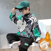 Dječaci Jesen/zima 2024. Nova zadebljana majica s kapuljačom Elegantna trendi srednje do velika dječja zimska jakna s podstavom od flisa