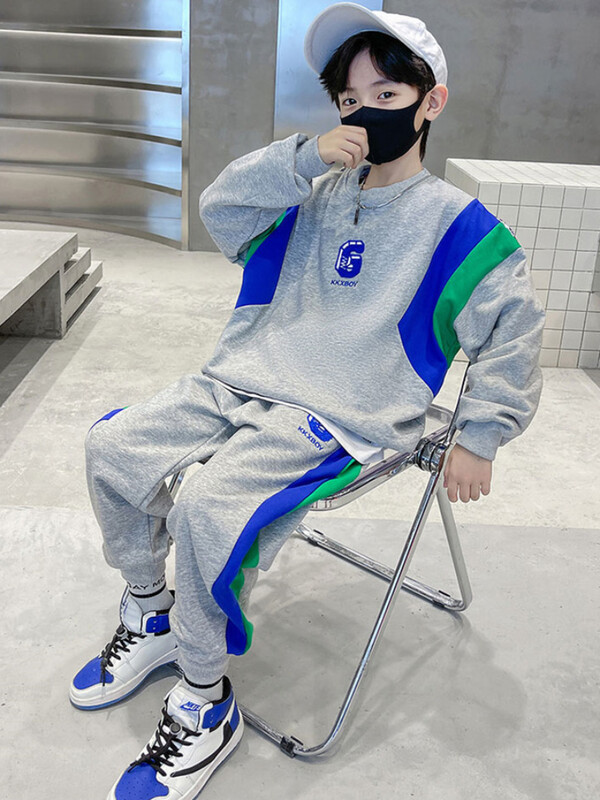 Haine de primăvară pentru adolescenți Set de hanorac și pantaloni cu litere de broderie pentru copii Moda sus și jos Trening 2 piese