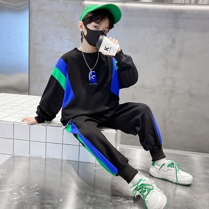 Haine de primăvară pentru adolescenți Set de hanorac și pantaloni cu litere de broderie pentru copii Moda sus și jos Trening 2 piese