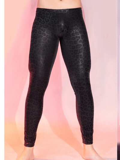 Seksi hlače za noćni klub Scenska odjeća Hlače od umjetne kože leopard oblika Hlače s izbočenom torbicom Muška odjeća Hulahopke Novo sada u modi