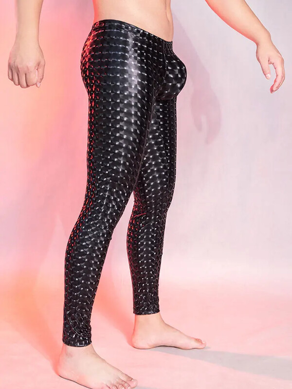 Seksi hlače za noćni klub Scenska odjeća Hlače od umjetne kože leopard oblika Hlače s izbočenom torbicom Muška odjeća Hulahopke Novo sada u modi