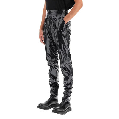 Pantaloni punk din latex artificial pentru bărbați Pantaloni Harlan plisați din piele lacuită strălucitoare Pantaloni elastici din PU cu talie înaltă pentru bărbați, îmbrăcăminte de stradă personalizată