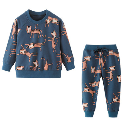 Little maven Boys Fashion 2gab Bērnu apģērbu komplekts Animal Tiger Print Zēnu sporta krekli Bikses Apģērbs Rudens komplekts bērniem Komplekti