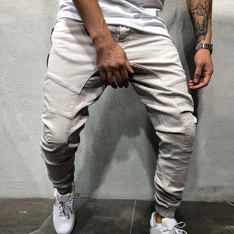 Elastīgs viduklis, tievs Hip-hop Sports Vīriešu Bikses Zīmulis Vairākas Kabatas Harēms Joggers Bikses Ielu apģērbs