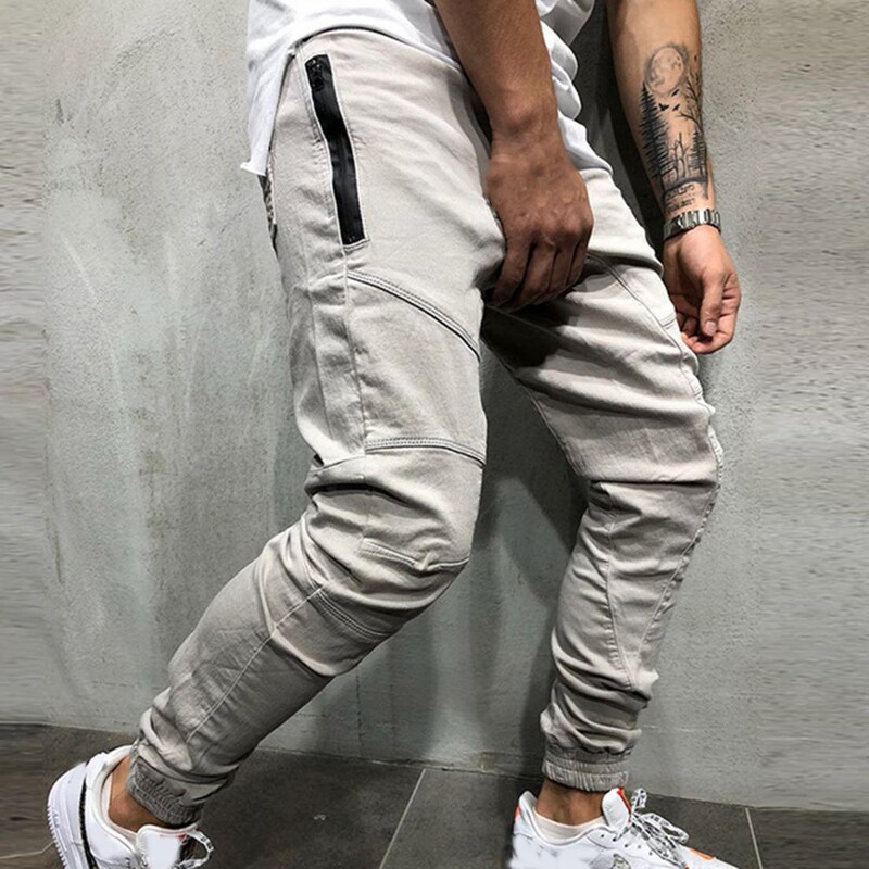 Elastīgs viduklis, tievs Hip-hop Sports Vīriešu Bikses Zīmulis Vairākas Kabatas Harēms Joggers Bikses Ielu apģērbs
