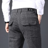 2022. aasta kevad ja sügis, uus klassikaline meeste vabaaja püksid, ärimood, must sinine, elastsed tavalised püksid, meeste püksid